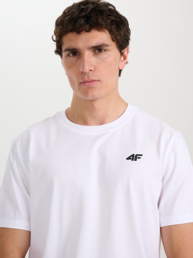  4F Męski tshirt bez nadruku 4F 4FRMM00TTSHM3250  biały Biały