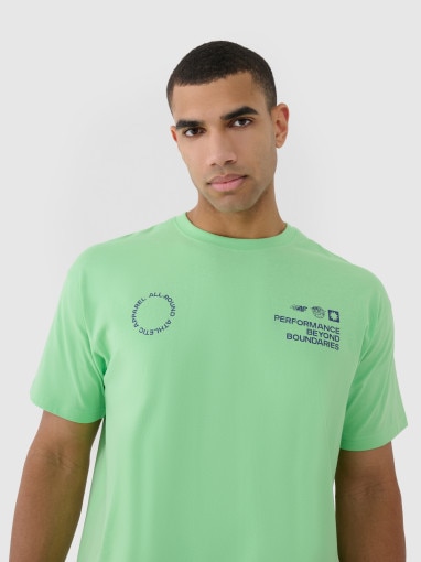 Męski t-shirt oversize z nadrukiem 4F 4FRSS25TTSHM2691 - zielony