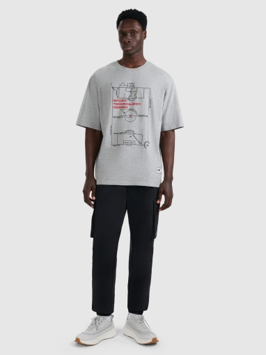 Męski t-shirt z nadrukiem 4F 4FRAW25TTSHM3257 - szary