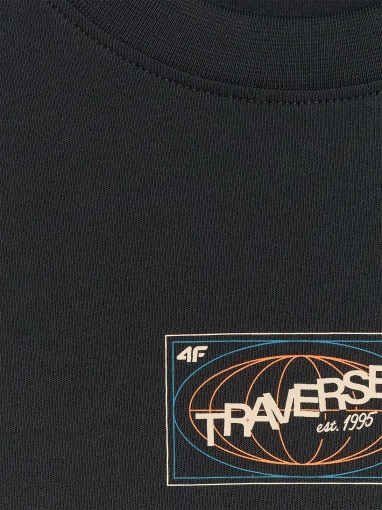 Męski t-shirt z nadrukiem 4F 4FRAW25TTSHM3377 - czarny
