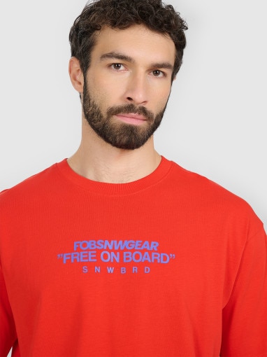  4F Męski tshirt z nadrukiem 4F 4FRAW25TTSHM3479  czerwony Czerwony