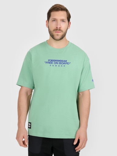  4F Męski tshirt z nadrukiem 4F 4FRAW25TTSHM3479  turkusowy Turkusowy