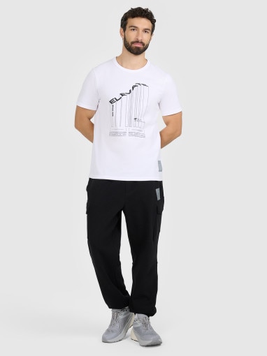 Męski t-shirt z nadrukiem 4F 4FRAW25TTSHM3845 - biały
