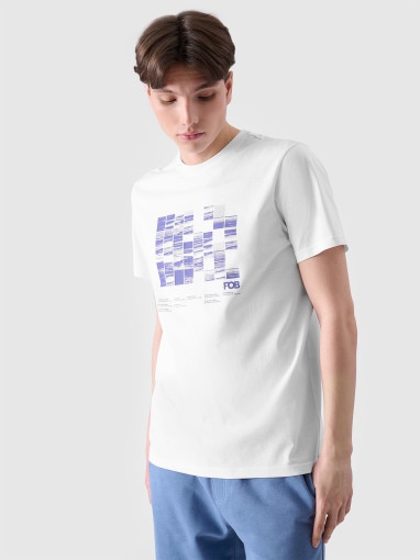  4F Męski tshirt z nadrukiem 4F 4FRSS24TTSHM2107  biały Biały