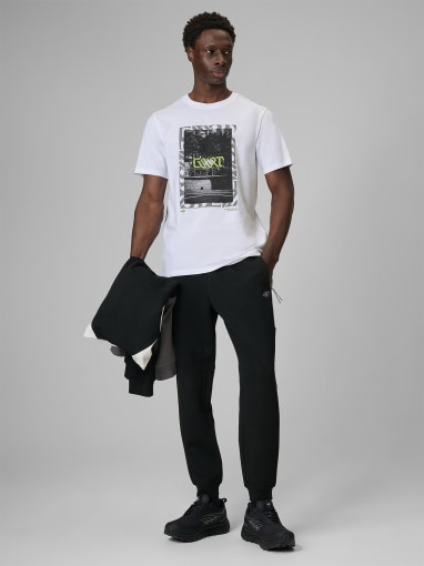 Męski t-shirt z nadrukiem 4F 4FRSS26TTSHM3769 - biały