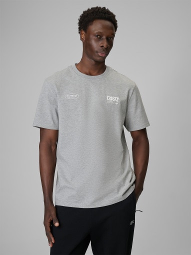  4F Męski tshirt z nadrukiem 4F 4FRSS26TTSHM3772  szary Szary