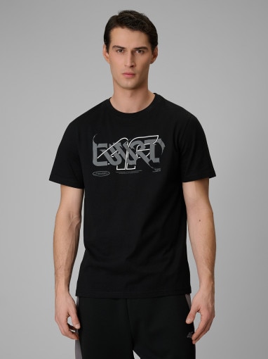  4F Męski tshirt z nadrukiem 4F 4FRSS26TTSHM3775  czarny Czarny
