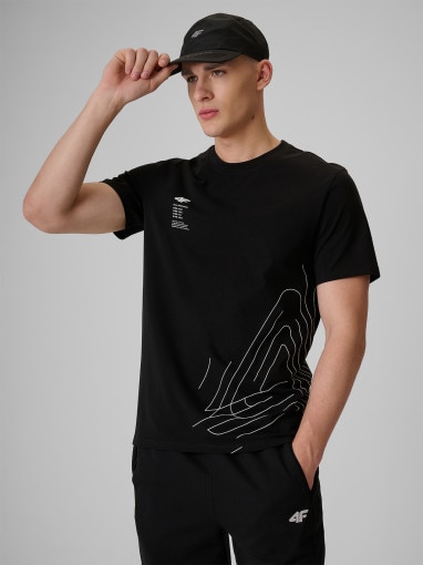 Obrazek dla: 4F Męski tshirt z nadrukiem 4F 4FRSS26TTSHM3809 czarny Czarny
