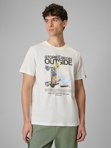  4F Męski tshirt z nadrukiem 4F 4FRSS26TTSHM3811  biały Biały