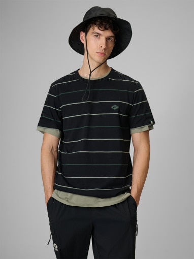  4F Męski tshirt z nadrukiem 4F 4FRSS26TTSHM3812  czarny Czarny