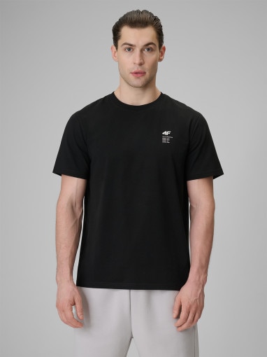 4F Męski tshirt z nadrukiem 4F 4FRSS26TTSHM3818 czarny Czarny