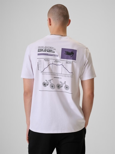 Męski t-shirt z nadrukiem 4F 4FRSS26TTSHM3873 - biały
