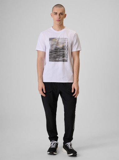 Męski t-shirt z nadrukiem 4F 4FRSS26TTSHM3876 - biały