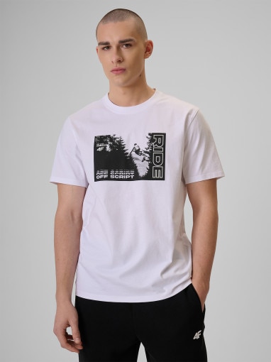 Obrazek dla: 4F Męski tshirt z nadrukiem 4F 4FRSS26TTSHM3878 biały Biały