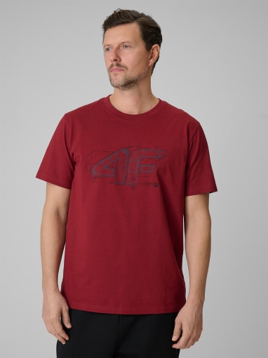  4F Męski tshirt z nadrukiem 4F 4FRSS26TTSHM3989  czerwony Czerwony