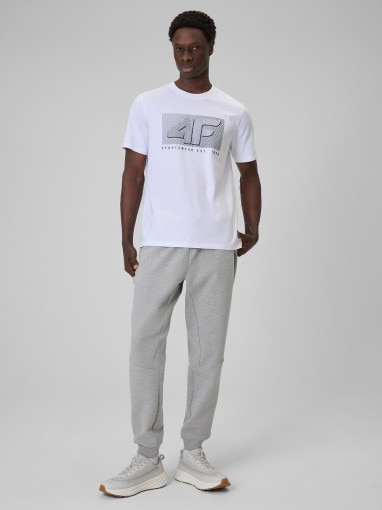 Męski t-shirt z nadrukiem 4F 4FRSS26TTSHM3991 - biały