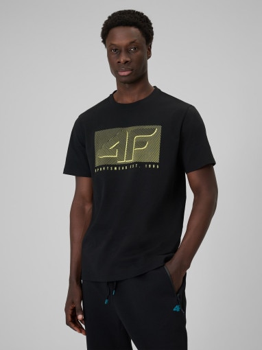  4F Męski tshirt z nadrukiem 4F 4FRSS26TTSHM3991  czarny Czarny