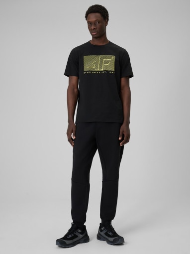 Męski t-shirt z nadrukiem 4F 4FRSS26TTSHM3991 - czarny