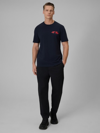 Męski t-shirt z nadrukiem 4F 4FRSS26TTSHM3992 - granatowy
