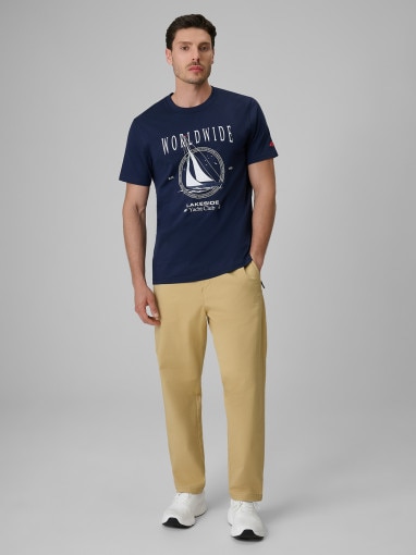 Męski t-shirt z nadrukiem 4F 4FRSS26TTSHM3993 - granatowy