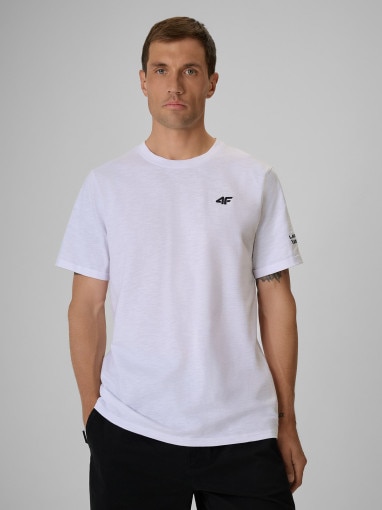  4F Męski tshirt z nadrukiem 4F 4FRSS26TTSHM3994  biały Biały