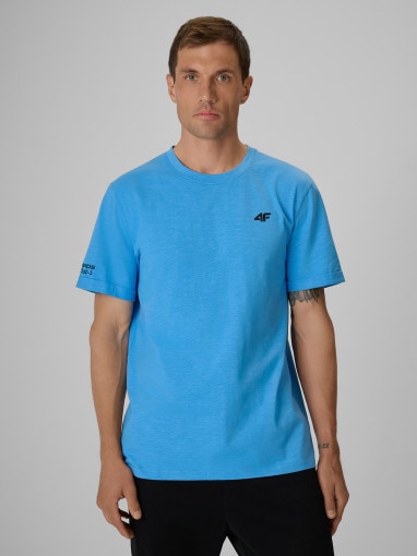  4F Męski tshirt z nadrukiem 4F 4FRSS26TTSHM3994  niebieski Niebieski