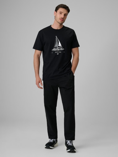Męski t-shirt z nadrukiem 4F 4FRSS26TTSHM3996 - czarny