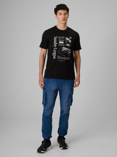 Męski t-shirt z nadrukiem 4F 4FRSS26TTSHM4008 - czarny