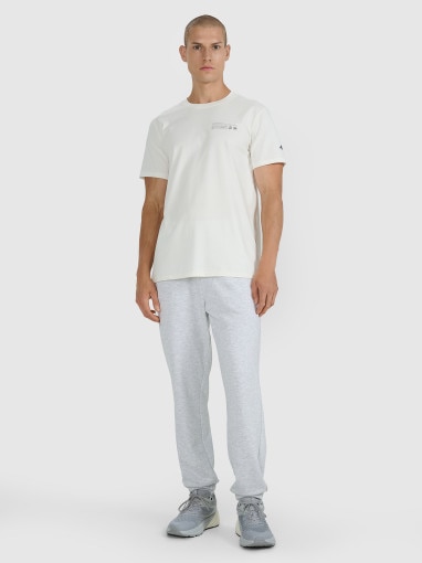 Męski t-shirt z nadrukiem 4F 4FWAW25TTSHM2372 - biały