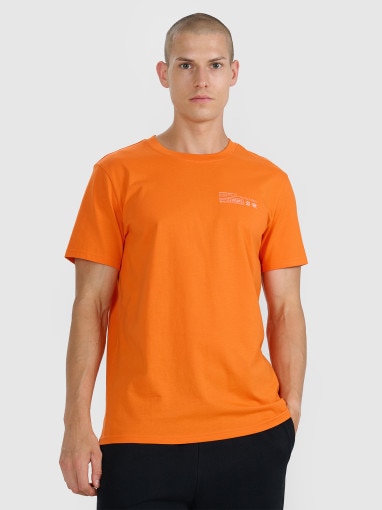 4F Męski tshirt z nadrukiem 4F 4FWAW25TTSHM2372 pomarańczowy Pomarańczowy