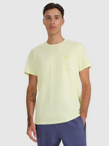 4F Męski tshirt z nadrukiem 4F 4FWAW25TTSHM2402 żółty żółty
