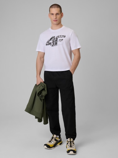 Męski t-shirt z nadrukiem 4F 4FWSS26TTSHM2659 - biały