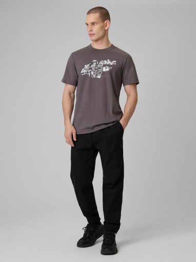 Męski t-shirt z nadrukiem 4F 4FWSS26TTSHM2659 - szary
