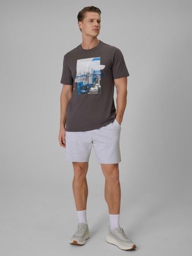 Męski t-shirt z nadrukiem 4F 4FWSS26TTSHM2660 - szary