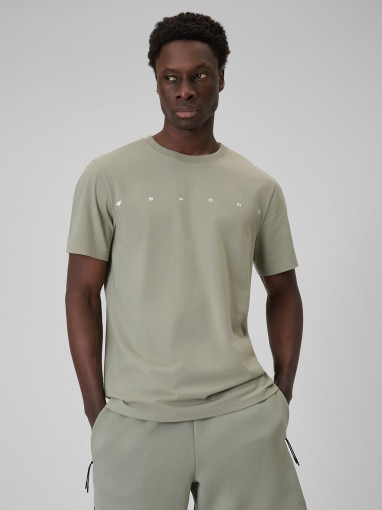  4F Męski tshirt z nadrukiem 4F 4FWSS26TTSHM2661  zielony Zielony