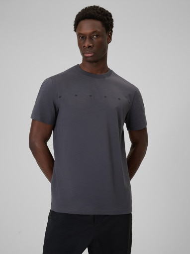  4F Męski tshirt z nadrukiem 4F 4FWSS26TTSHM2661  szary Szary