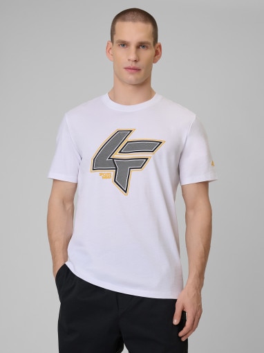  4F Męski tshirt z nadrukiem 4F 4FWSS26TTSHM2662  biały Biały