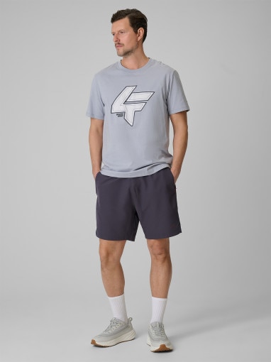 Męski t-shirt z nadrukiem 4F 4FWSS26TTSHM2662 - szary