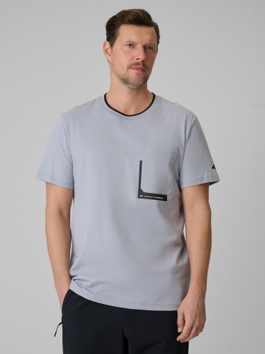  4F Męski tshirt z nadrukiem 4F 4FWSS26TTSHM2663  szary Szary