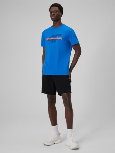 Męski t-shirt z nadrukiem 4F 4FWSS26TTSHM2666 - niebieski