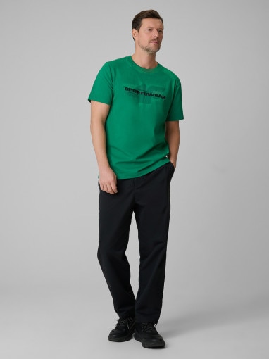 Męski t-shirt z nadrukiem 4F 4FWSS26TTSHM2666 - zielony