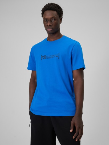  4F Męski tshirt z nadrukiem 4F 4FWSS26TTSHM2668  niebieski Niebieski