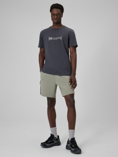 Męski t-shirt z nadrukiem 4F 4FWSS26TTSHM2668 - szary