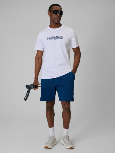 Męski t-shirt z nadrukiem 4F 4FWSS26TTSHM2824 - biały