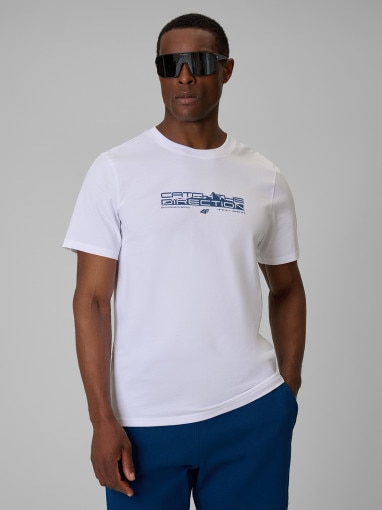  4F Męski tshirt z nadrukiem 4F 4FWSS26TTSHM2824  biały Biały