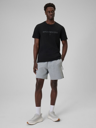 Męski t-shirt z nadrukiem 4F 4FWSS26TTSHM3033 - czarny