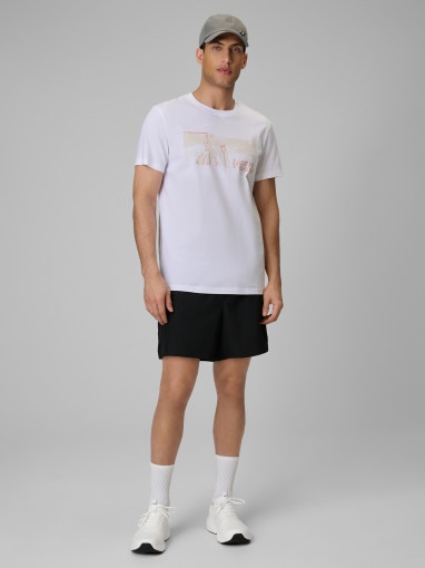 Męski t-shirt z nadrukiem 4F 4FWSS26TTSHM3035 - biały