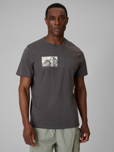  4F Męski tshirt z nadrukiem 4F 4FWSS26TTSHM3321  szary Szary