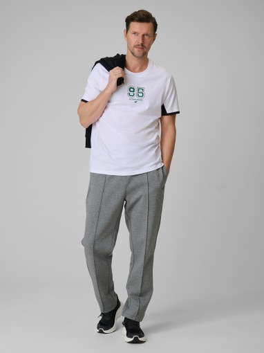 Męski t-shirt z nadrukiem 4F 4FWSS26TTSHM3323 - biały