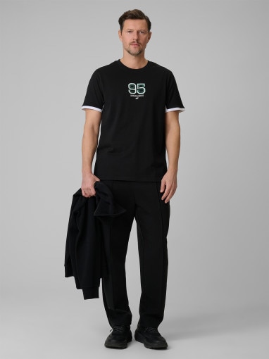 Męski t-shirt z nadrukiem 4F 4FWSS26TTSHM3323 - czarny